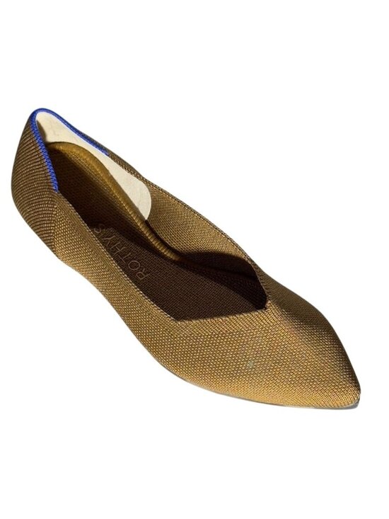 Rothy's Shoes - ROTHY'S Womens Pointed-Toe Flats Recycled Knit Bronze/Brown Blue Trim Size 7